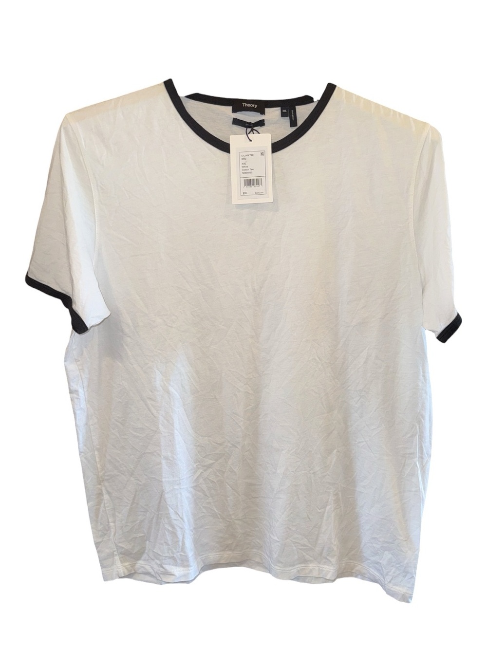 Theory White Short-Sleeve Ringer Tee with Black Trim